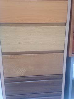 A selection of wood finish drawer fronts